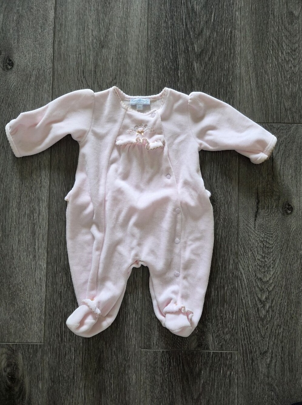 Vintage BeTop Baby Soft Velvet Pink  One-Piece Footed Sleeper